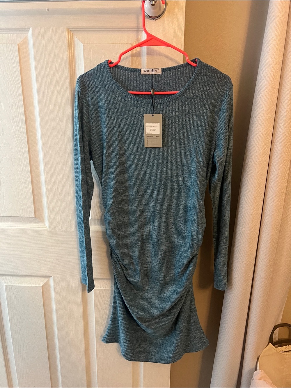 Smash + Tess Teal Ribbed Maternity Dress